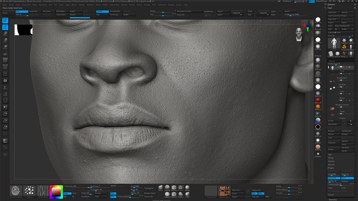 Zbrush Skin texture tutorial